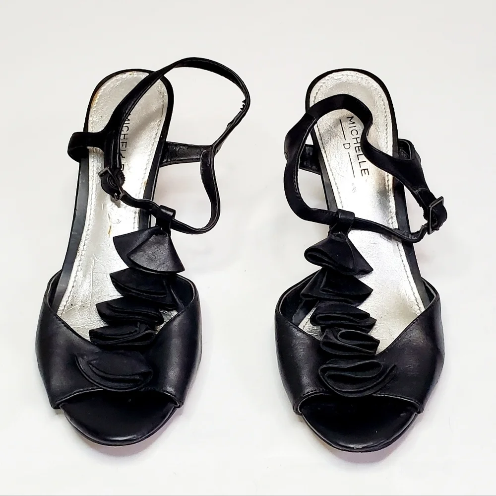 Michelle D Slingback Open Toe Kitten Heels